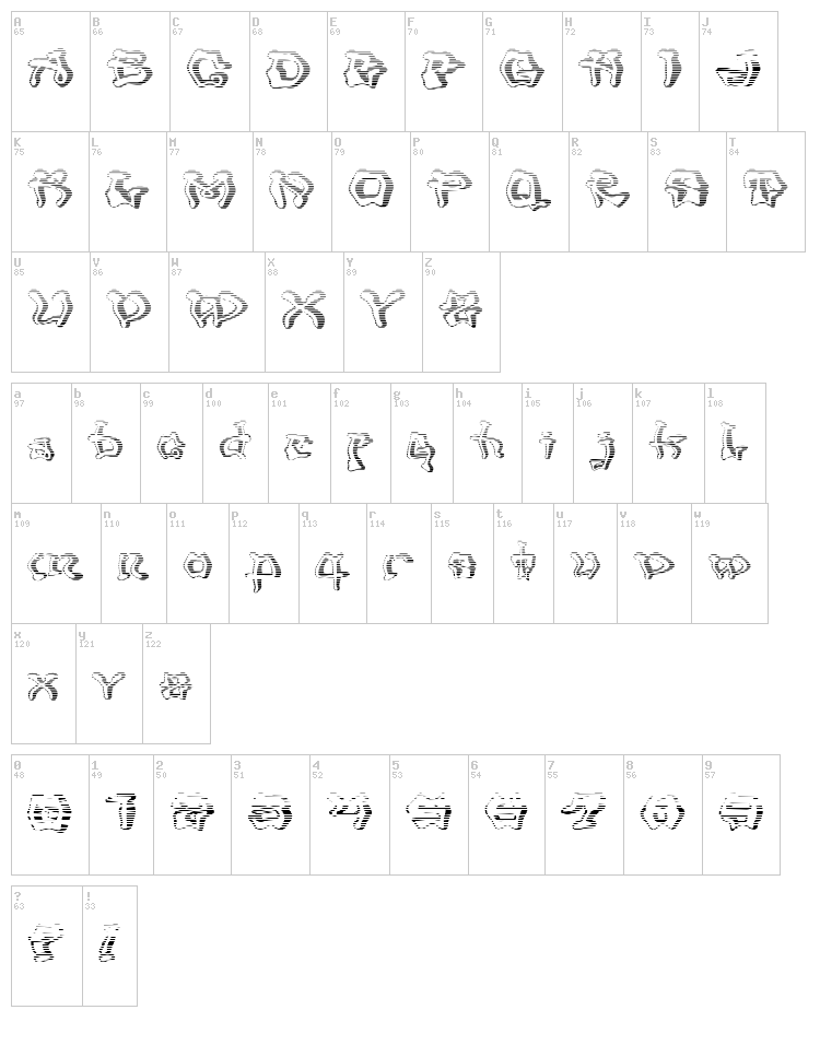 Mondrongo font map